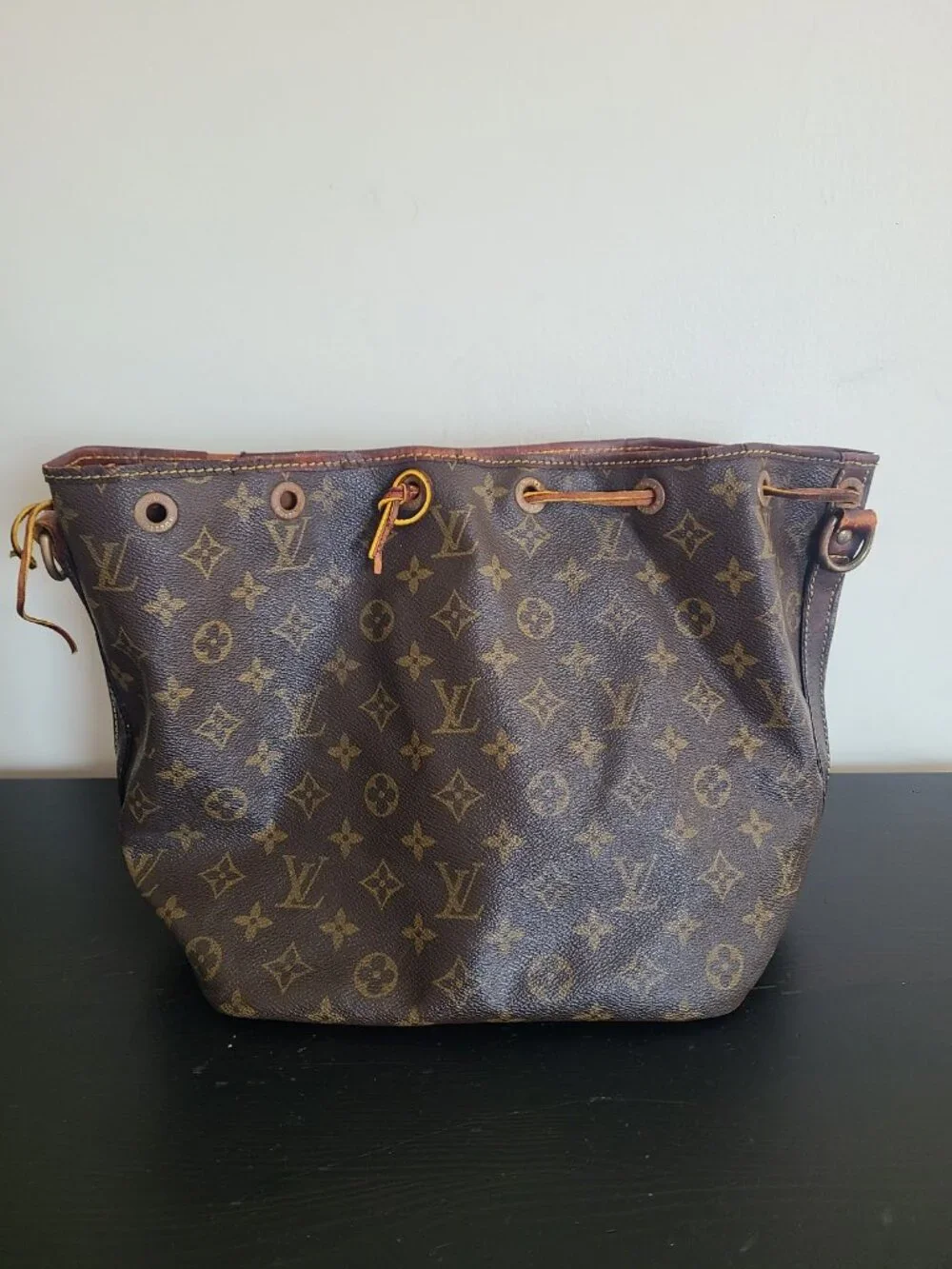 Louis Vuitton Monogram Petit Noe Shoulder Bag Brown For Parts Authentic